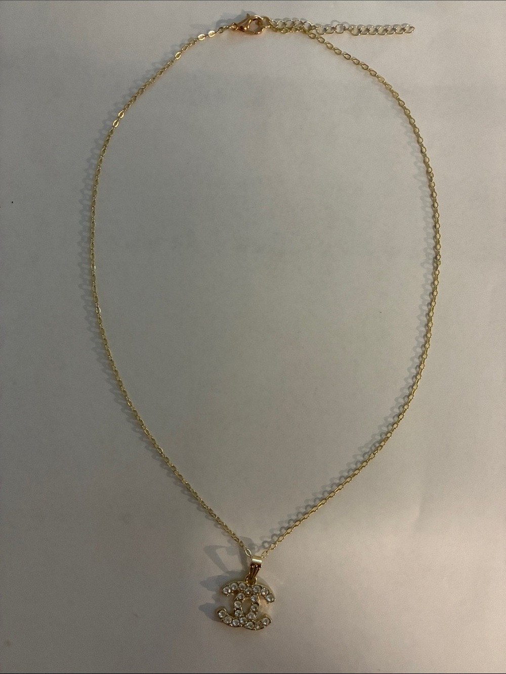 18K Gold Plated Crystal Logo Pendant